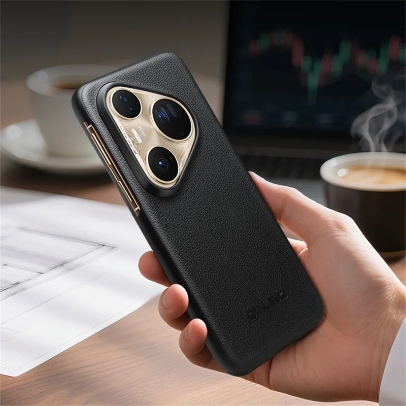 QIALINO For Huawei Pura 80 Case View Window Flip Genuine Cow Leather Slim Phone Cover