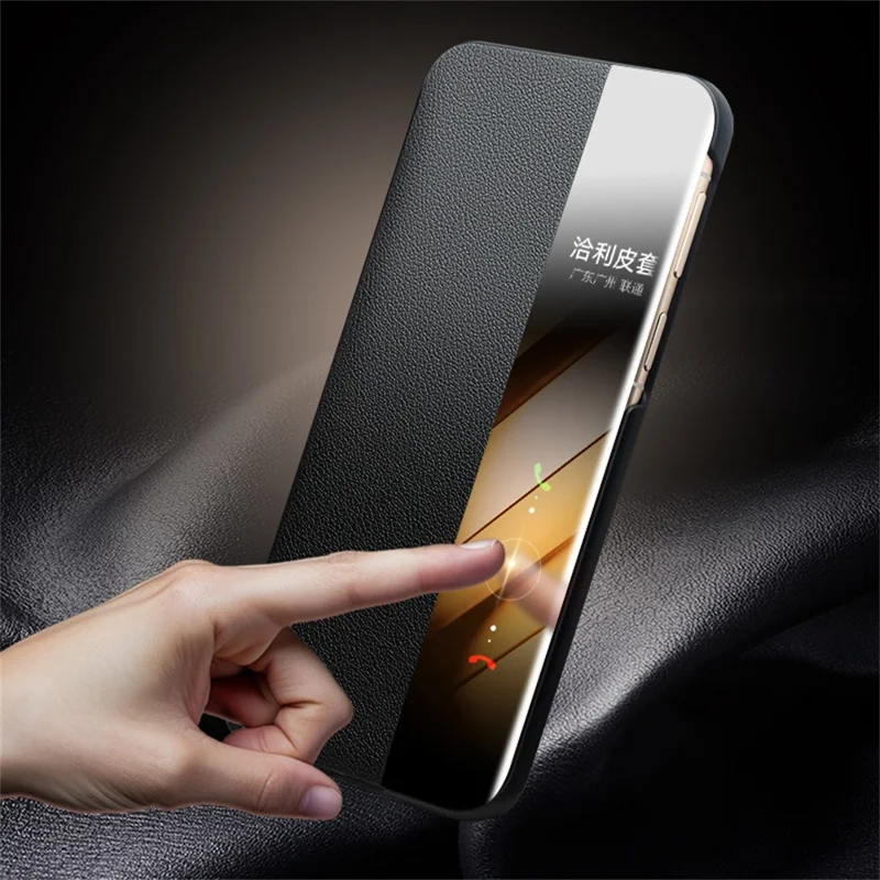 QIALINO For Huawei Pura 80 Case View Window Flip Genuine Cow Leather Slim Phone Cover