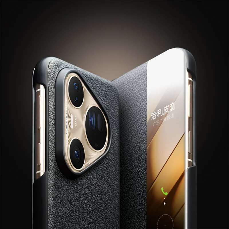 QIALINO For Huawei Pura 80 Case View Window Flip Genuine Cow Leather Slim Phone Cover