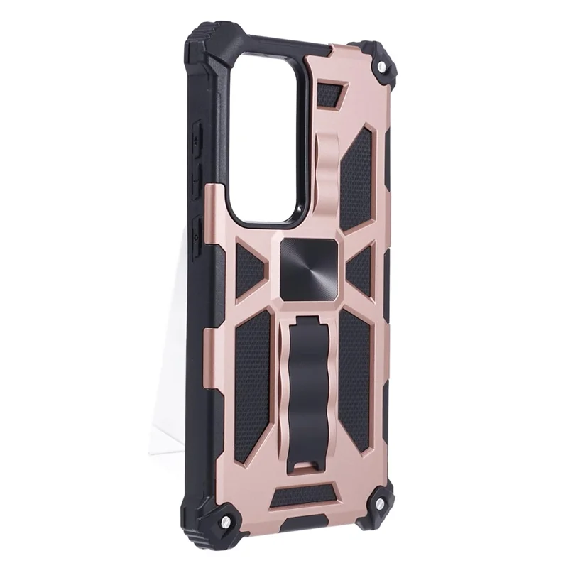 For Samsung Galaxy S25 Ultra Phone Case Kickstand Drop Protection PC + TPU Back Cover - Rose Gold