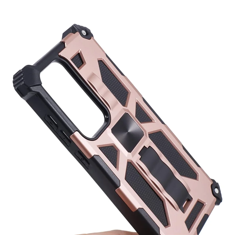 For Samsung Galaxy S25 Ultra Phone Case Kickstand Drop Protection PC + TPU Back Cover - Rose Gold