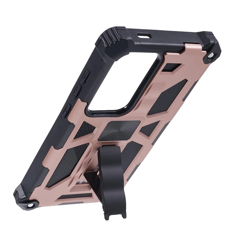 For Samsung Galaxy S25 Ultra Phone Case Kickstand Drop Protection PC + TPU Back Cover - Rose Gold
