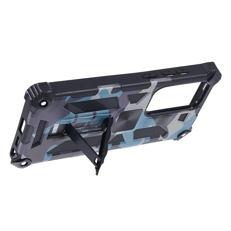 For Samsung Galaxy S25 Ultra Case Kickstand PC + TPU Camouflage Military Grade Phone Cover - Navy Blue