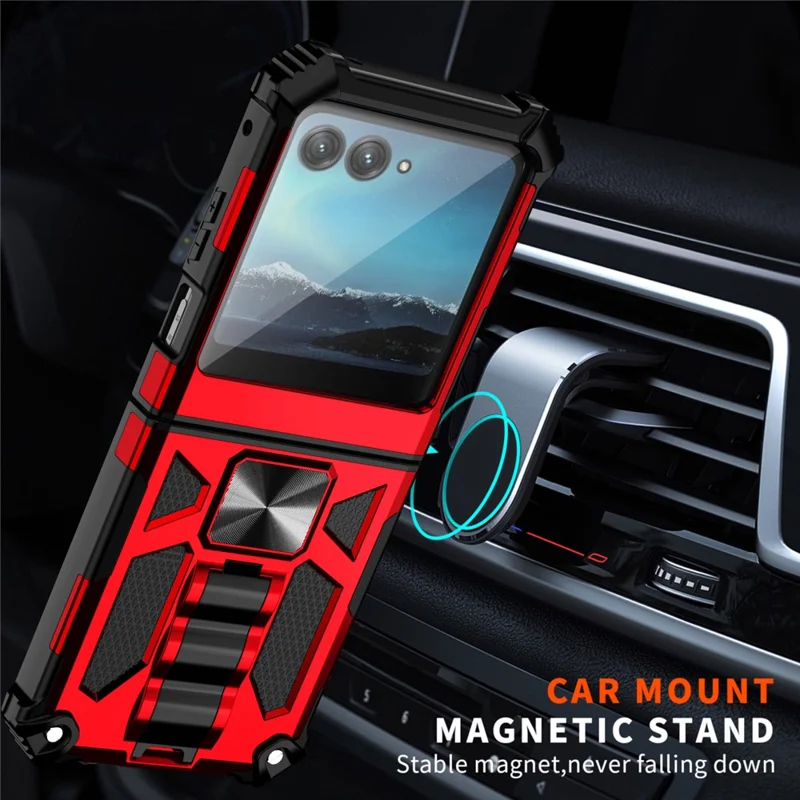 For Motorola Razr 40 Ultra 5G Phone Case Kickstand Drop Protection PC + TPU Back Cover - Red