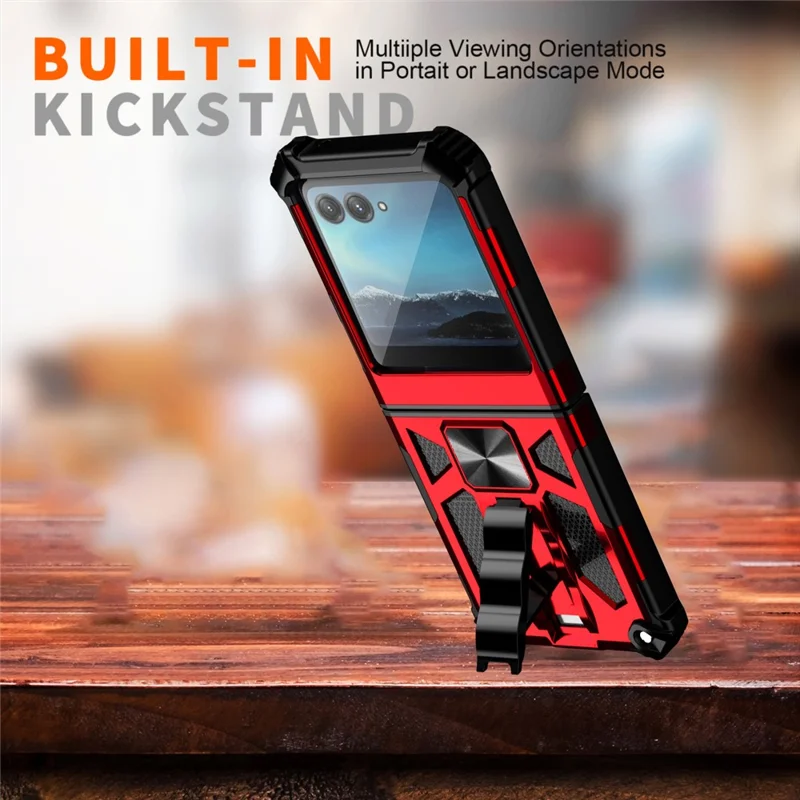For Motorola Razr 40 Ultra 5G Phone Case Kickstand Drop Protection PC + TPU Back Cover - Red