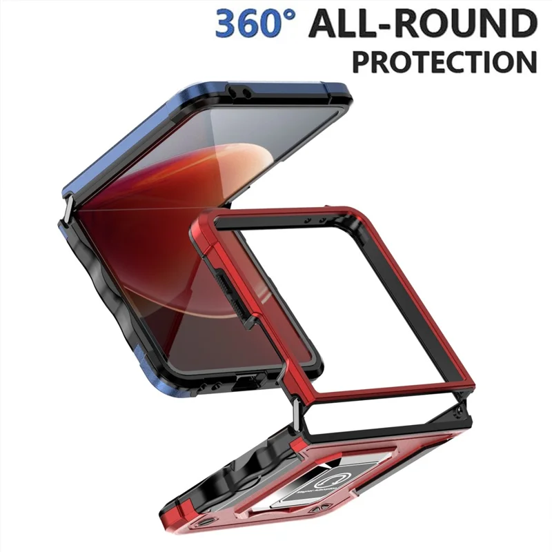 For Samsung Galaxy Z Flip7 5G Case Hidden Kickstand PC + TPU Shockproof Phone Cover - Red