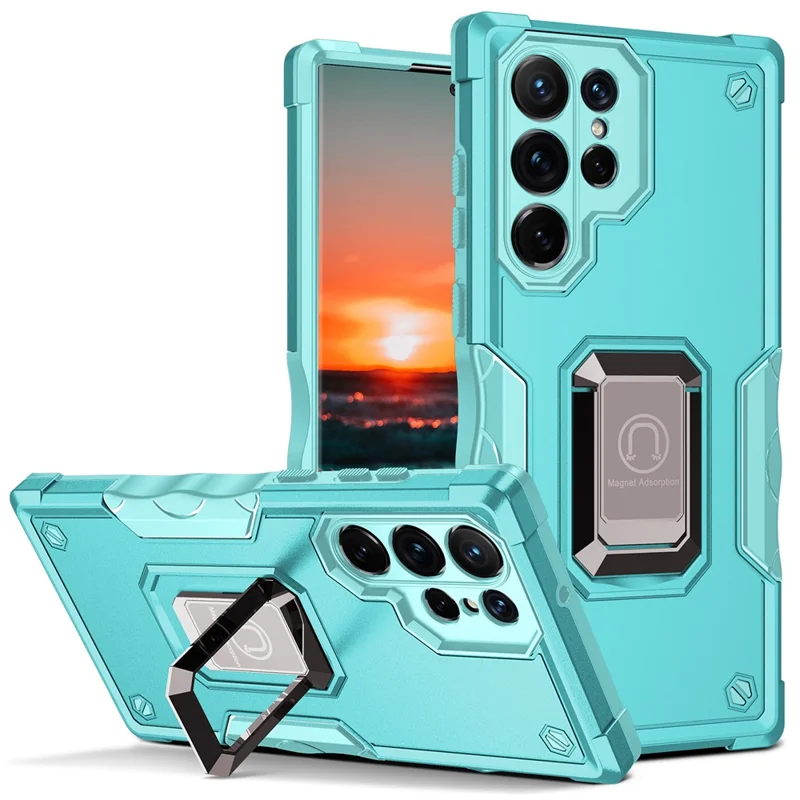Funda para Samsung Galaxy S25 Ultra con Soporte Oculto PC + TPU Antichoque - Verde Menta