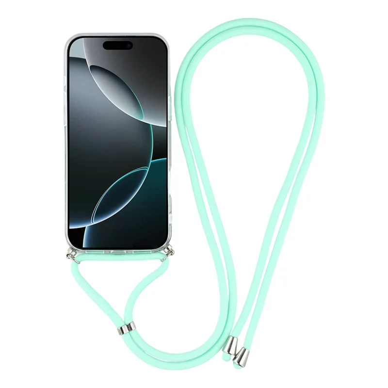 For iPhone 17 Pro Max Case Cute Bling TPU Epoxy Phone Cover with Lanyard - Green