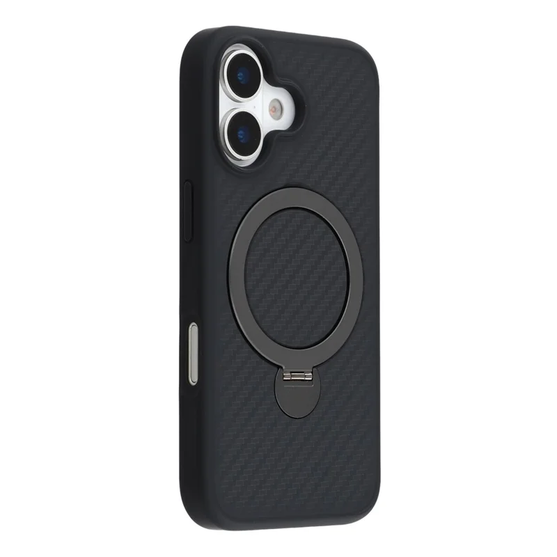 For iPhone 17 Case Compatible with MagSafe Kickstand TPU + PC Phone Cover Carbon Fiber Texture