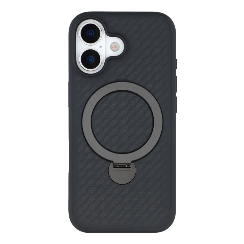 For iPhone 17 Case Compatible with MagSafe Kickstand TPU + PC Phone Cover Carbon Fiber Texture