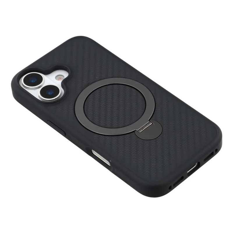 For iPhone 17 Case Compatible with MagSafe Kickstand TPU + PC Phone Cover Carbon Fiber Texture