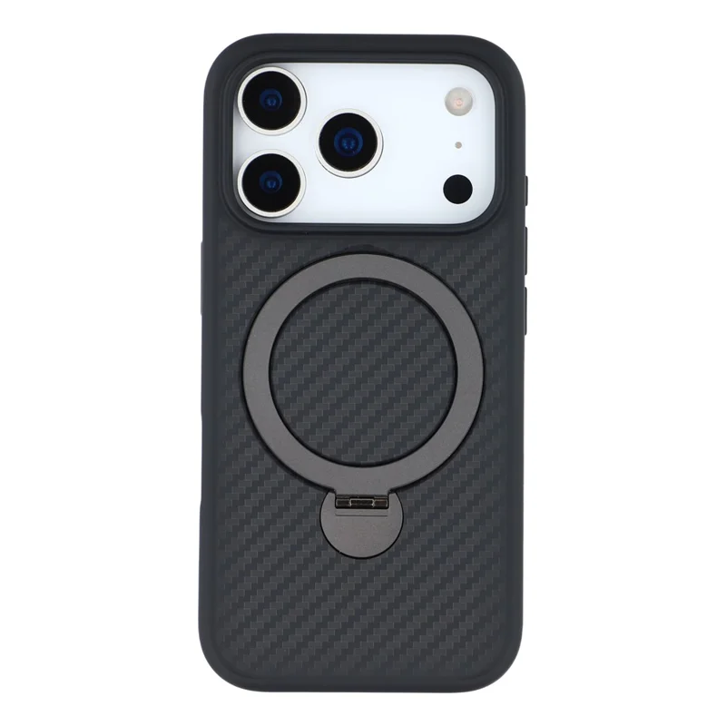 For iPhone 17 Pro Max Case Compatible with MagSafe Kickstand TPU + PC Phone Cover Carbon Fiber Texture