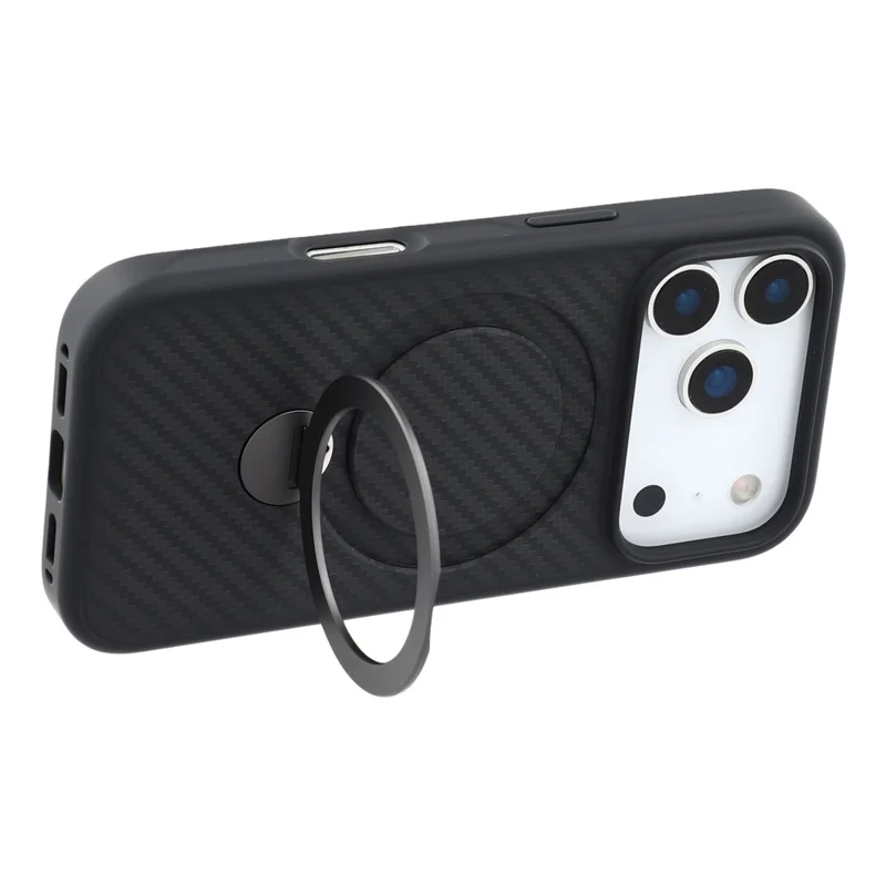 For iPhone 17 Pro Max Case Compatible with MagSafe Kickstand TPU + PC Phone Cover Carbon Fiber Texture