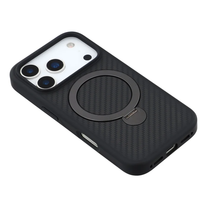 For iPhone 17 Pro Max Case Compatible with MagSafe Kickstand TPU + PC Phone Cover Carbon Fiber Texture