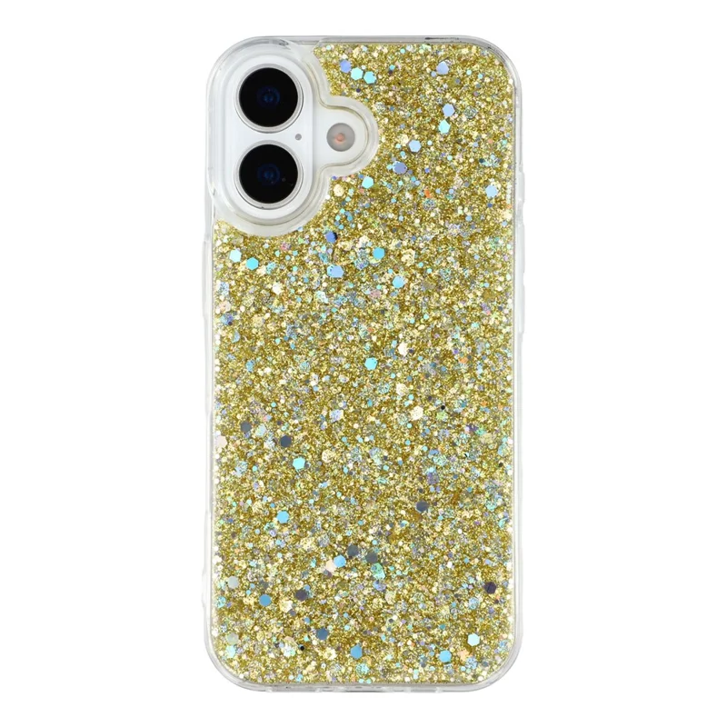 For iPhone 17 Case Shockproof Soft TPU Phone Cover Glittery Design - Gold