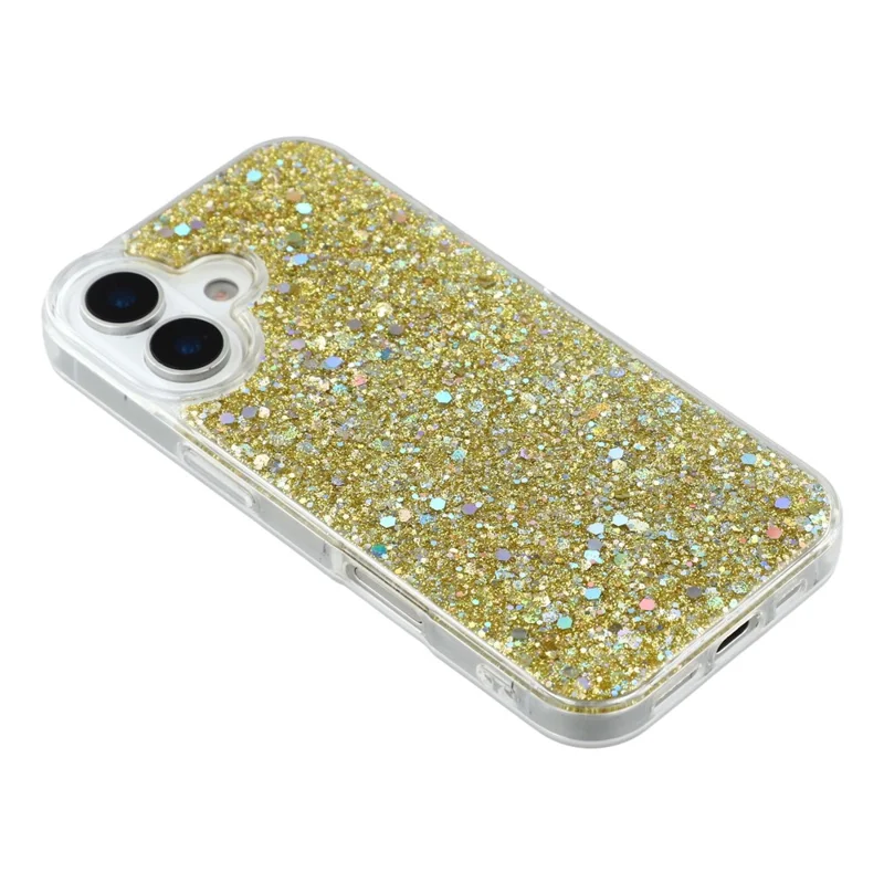 For iPhone 17 Case Shockproof Soft TPU Phone Cover Glittery Design - Gold