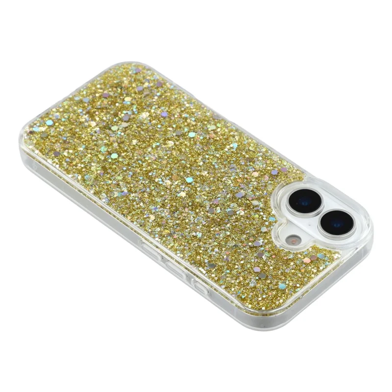 For iPhone 17 Case Shockproof Soft TPU Phone Cover Glittery Design - Gold