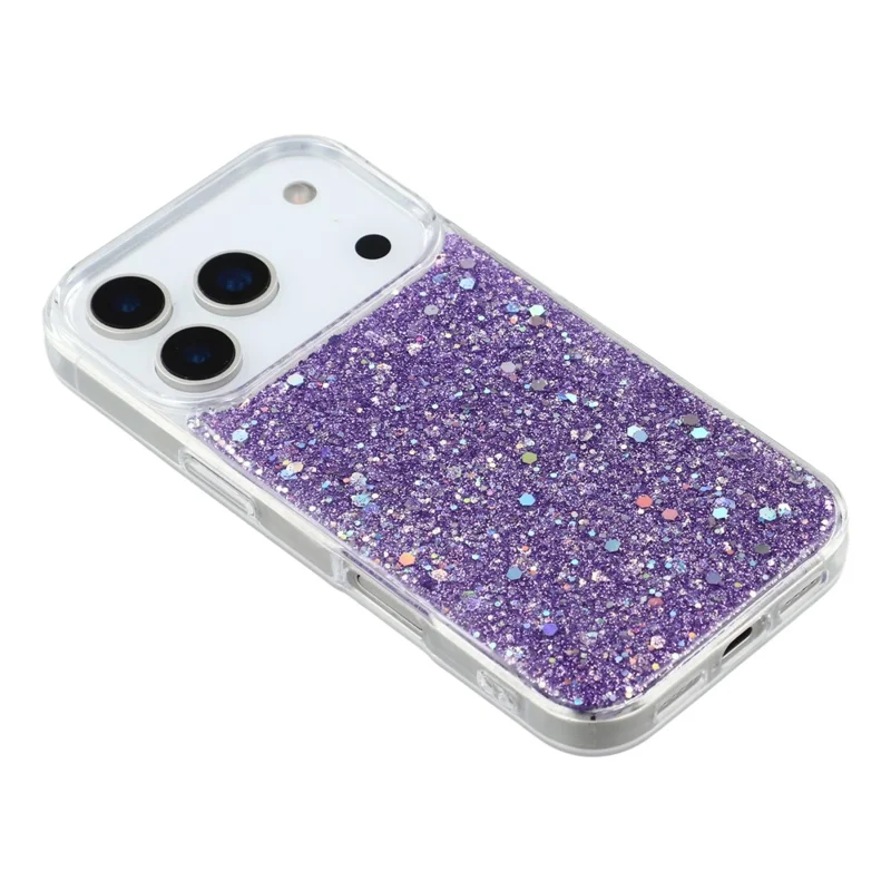For iPhone 17 Pro Case Shockproof Soft TPU Phone Cover Glittery Design - Purple