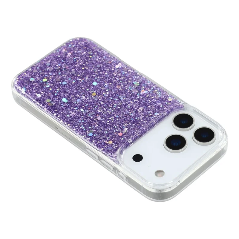For iPhone 17 Pro Case Shockproof Soft TPU Phone Cover Glittery Design - Purple
