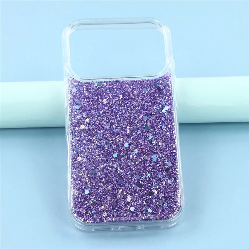 For iPhone 17 Pro Case Shockproof Soft TPU Phone Cover Glittery Design - Purple
