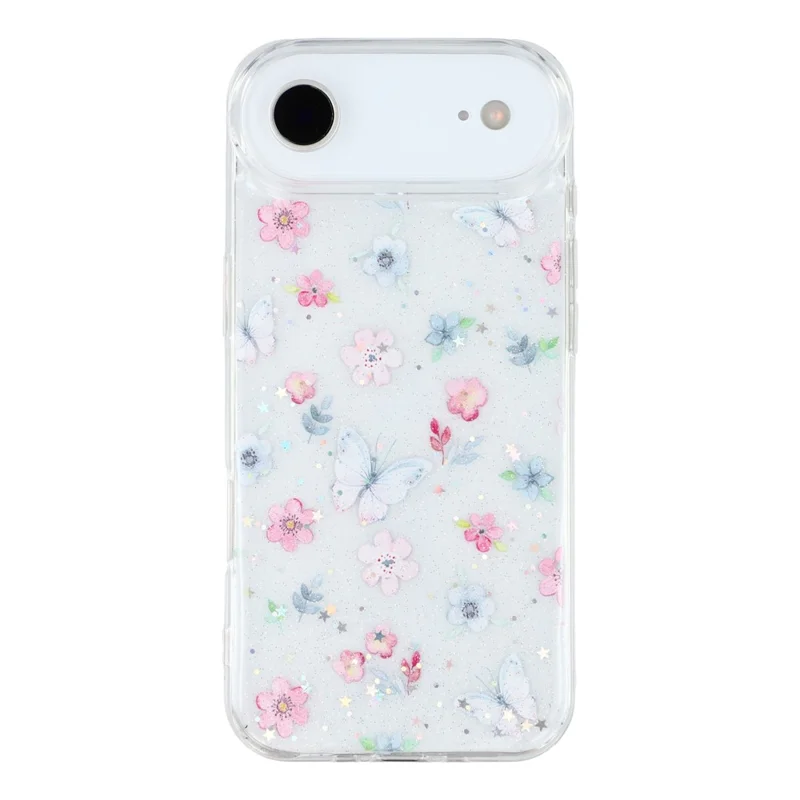 Funda Air para iPhone 17 con Purpurina de Flores, Epoxi Antigolpes - Estilo D