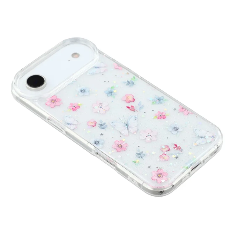 Funda Air para iPhone 17 con Purpurina de Flores, Epoxi Antigolpes - Estilo D