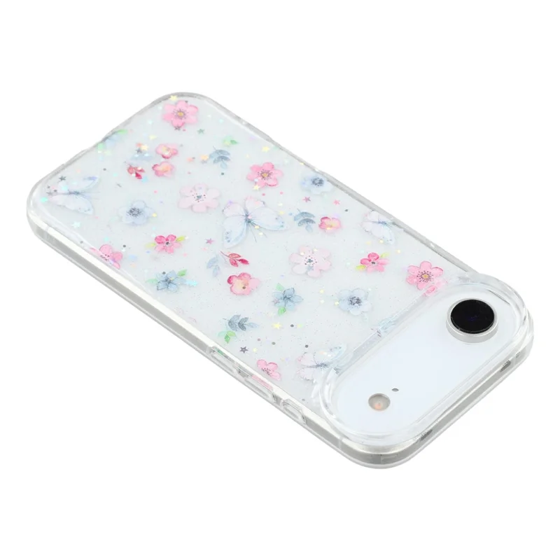 Funda Air para iPhone 17 con Purpurina de Flores, Epoxi Antigolpes - Estilo D
