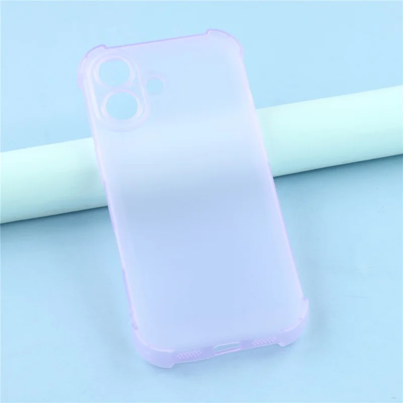 For iPhone 16 Case Skin Touch Matte TPU Phone Back Cover Precise Cutouts - Transparent Purple