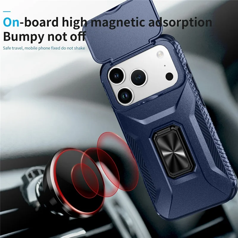 For iPhone 17 Pro Case Camshield Kickstand TPU + PC Anti-Slip Phone Cover - Blue