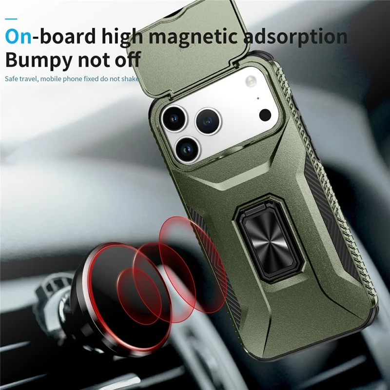 For iPhone 17 Pro Max Case Camshield Kickstand TPU + PC Anti-Slip Phone Cover - Green