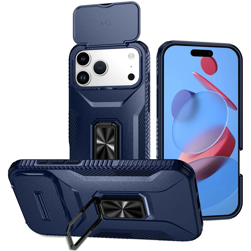 For iPhone 17 Pro Max Case Camshield Kickstand TPU + PC Anti-Slip Phone Cover - Blue