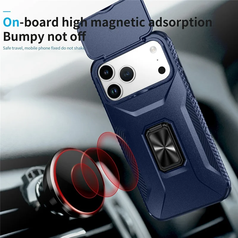 For iPhone 17 Pro Max Case Camshield Kickstand TPU + PC Anti-Slip Phone Cover - Blue