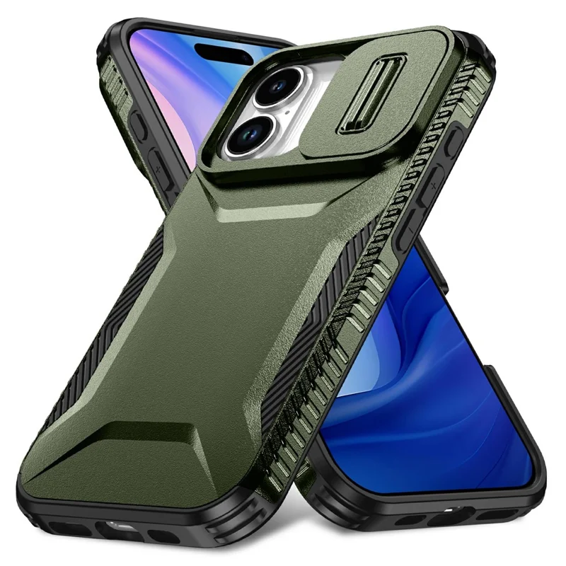 For iPhone 17 Case Camshield TPU + PC Phone Cover Non-Slip Side Edge - Green