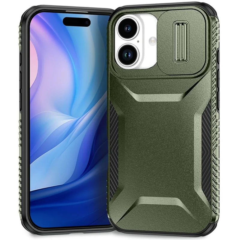 For iPhone 17 Case Camshield TPU + PC Phone Cover Non-Slip Side Edge - Green