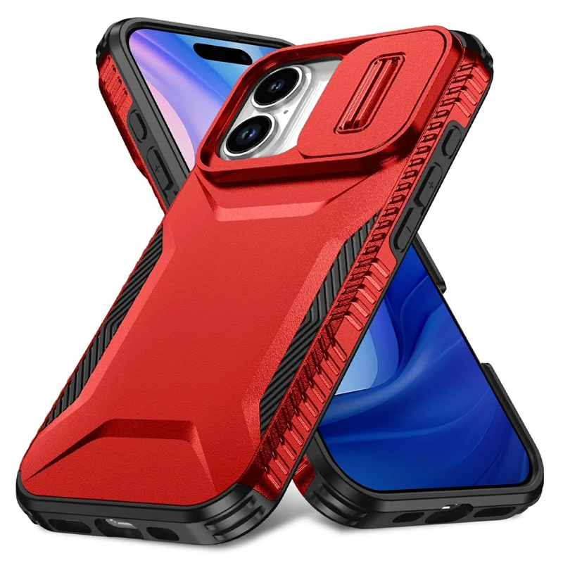 For iPhone 17 Case Camshield TPU + PC Phone Cover Non-Slip Side Edge - Red