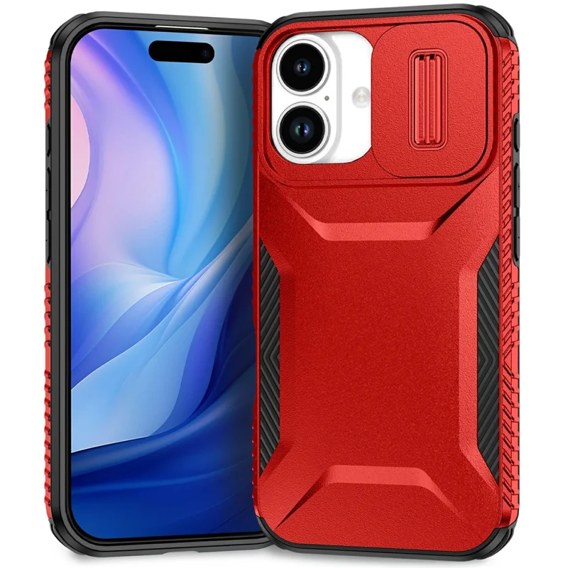 For iPhone 17 Case Camshield TPU + PC Phone Cover Non-Slip Side Edge - Red