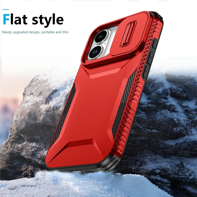 For iPhone 17 Case Camshield TPU + PC Phone Cover Non-Slip Side Edge - Red