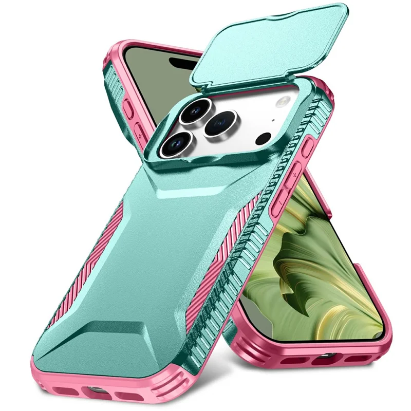 For iPhone 17 Pro Case Camshield TPU + PC Phone Cover Non-Slip Side Edge - Green / Pink