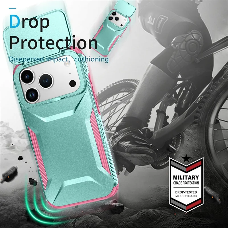 For iPhone 17 Pro Case Camshield TPU + PC Phone Cover Non-Slip Side Edge - Green / Pink