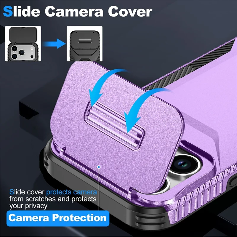 For iPhone 17 Pro Case Camshield TPU + PC Phone Cover Non-Slip Side Edge - Purple