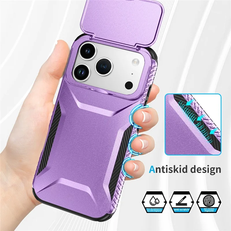 For iPhone 17 Pro Case Camshield TPU + PC Phone Cover Non-Slip Side Edge - Purple