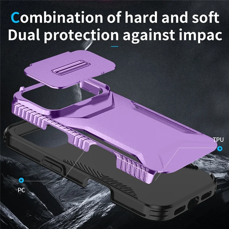 For iPhone 17 Pro Case Camshield TPU + PC Phone Cover Non-Slip Side Edge - Purple