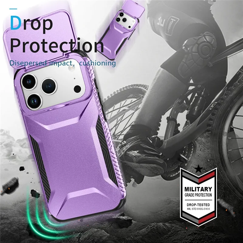 For iPhone 17 Pro Case Camshield TPU + PC Phone Cover Non-Slip Side Edge - Purple