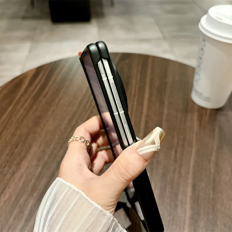 For vivo X Fold5 5G Case Hard PC Phone Cover with Tempered Glass Screen Protector - Black