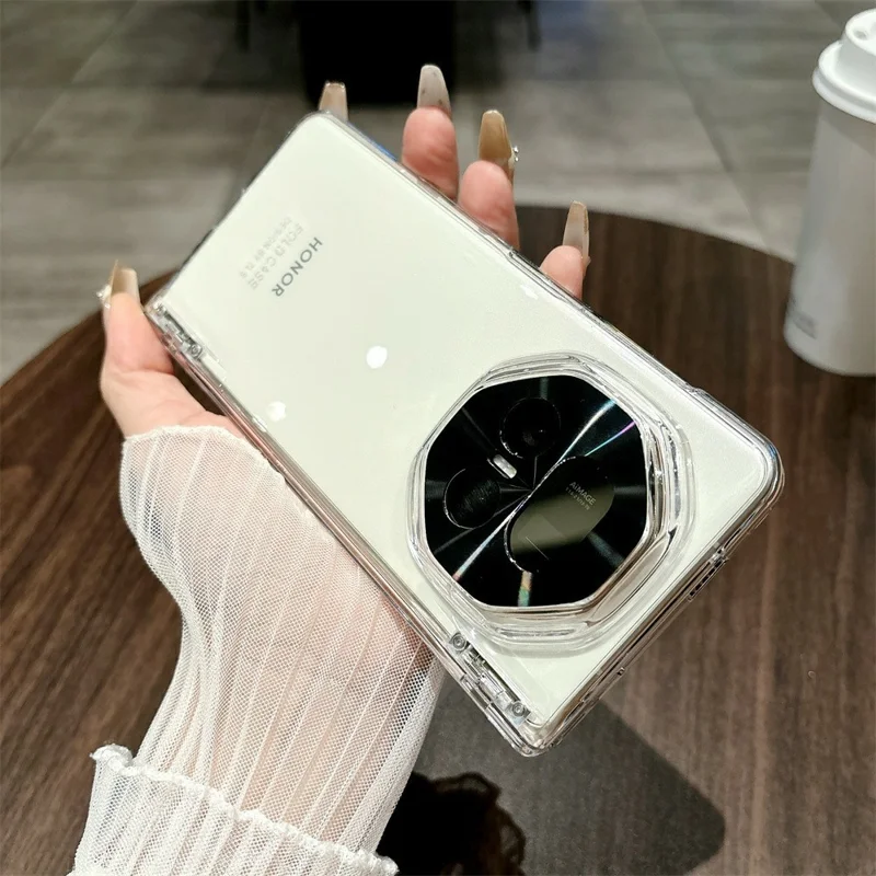 Schutzhülle für Honor Magic V5 5G mit Hartplastik und gehärtetem Glasschutzfolie - Transparent