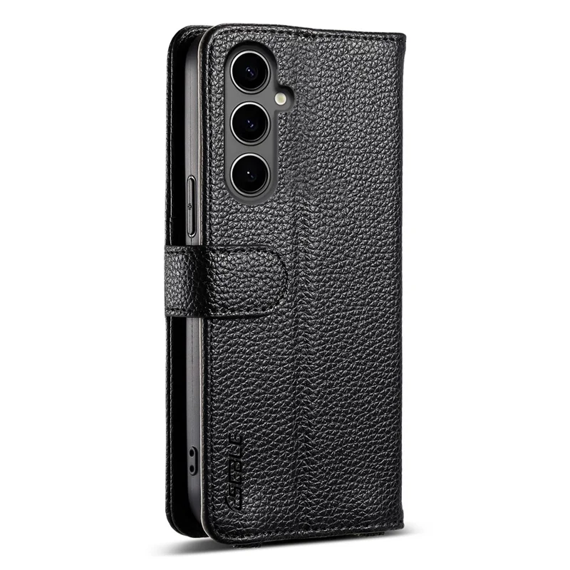 ESEBLE E11 per Samsung Galaxy A25 5G (Globale) Cover con Tasca Zip Texture Effetto Pelle, Specchio e Cinturino da Polso - Nero