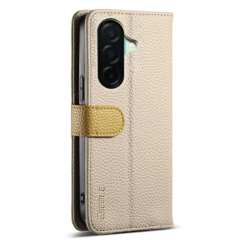 Чехол ESEBLE E11 для Samsung Galaxy A26 5G с карманом на молнии, текстурой под кожу лилии, зеркалом и ремешком для запястья - Хаки