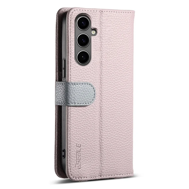 ESEBLE E11 per Samsung Galaxy A35 5G Cover con Tasca con Cerniera, Texture Effetto Pelle di Litchi, con Specchio e Cinturino da Polso - Viola Chiaro