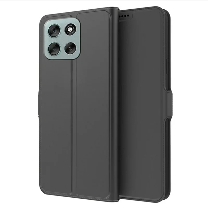 Funda Anticaídas para Motorola Moto G56 5G con Carcasa de TPU Interior, Cuero y Ranura para Tarjetas - Negro