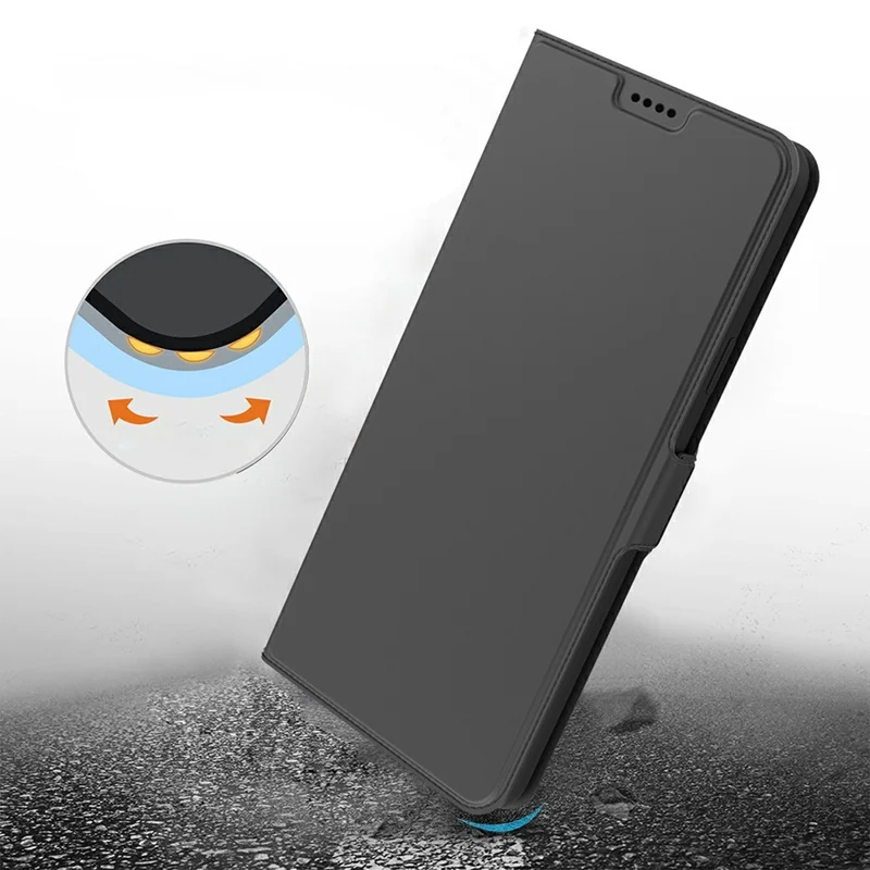 Para Motorola Moto G86 5G Capa Carcaça interna resistente a choques de TPU Capa de telefone de couro com slot para cartão - Preto